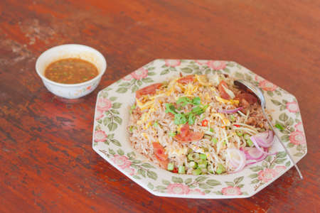 Thai style fried rice mixed with shrimp pasteの写真素材