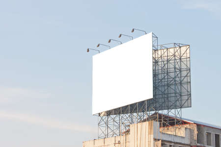 Blank billboard on top of building ready for new advertisementの写真素材