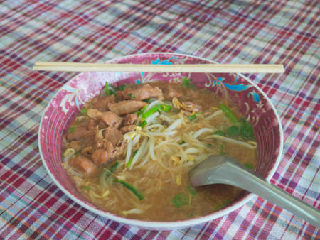 Thai local style stewed pork rice noodleの写真素材