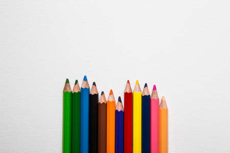 Close up of color pencils  on white backgroundの写真素材