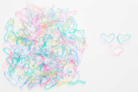 rubber bands for hair tie on white backgroundの写真素材