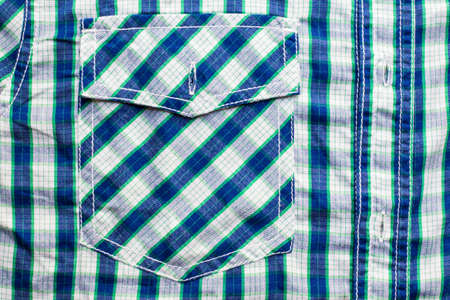 Close up of color plaid shirt pocketの写真素材