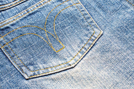 Close up of blue jeans pocket for backgroundの写真素材