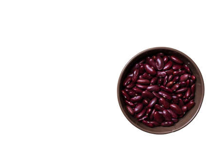 Red beans in can placed on white backgroundの写真素材