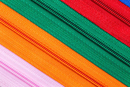 Close up of colorful and many zipper for tailoring