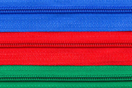 Close up of colorful and many zipper for tailoring