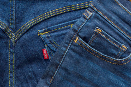 Denim jeans background with seam of jeans fashion designの写真素材