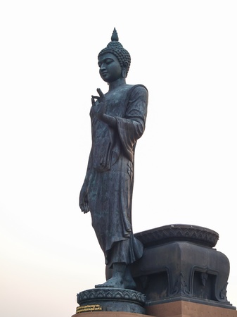 the worship buddha bust stand in Thai temple. Generally in Thailand, any kinds of art decorated in Buddhist church, temple pavilion, temple hall, monk's house etc.の写真素材