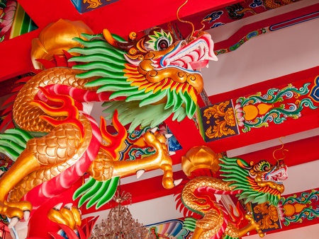 The beautiful dragon sculpture in China temple.の写真素材