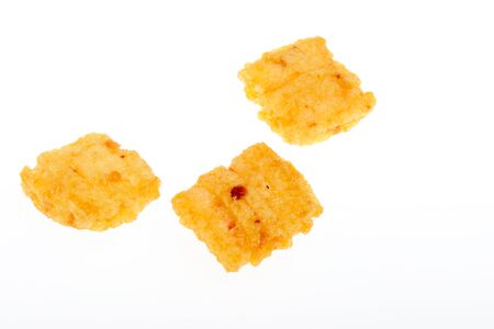 The Japanese snack is festival food on white background.の写真素材