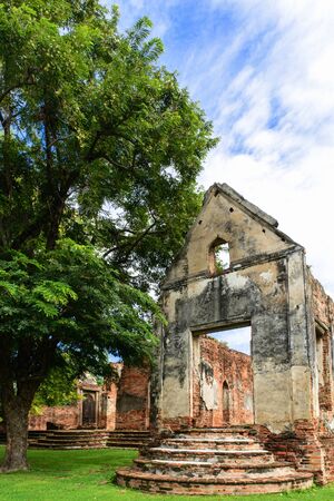 Ancient ruins building conserve architecture at thailandの写真素材