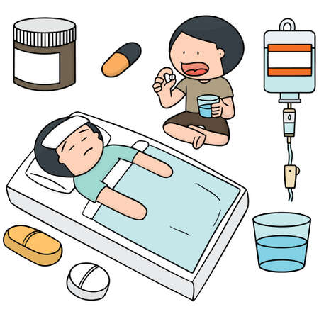 vector set of medicine and patientのイラスト素材