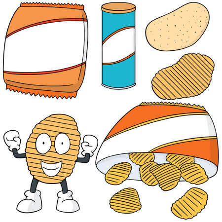 vector set of potato chipsのイラスト素材