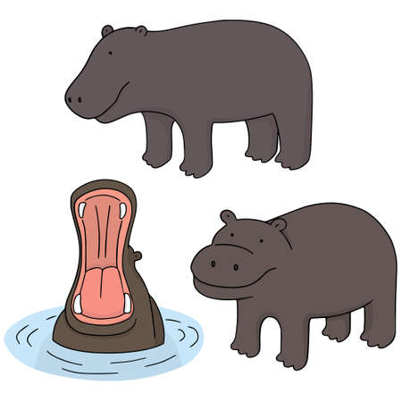 vector set of hippopotamusのイラスト素材