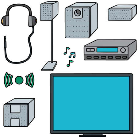 vector set of home theatreのイラスト素材