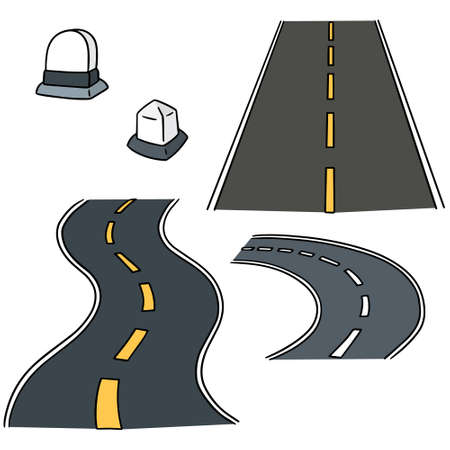 vector set of road and milestoneのイラスト素材