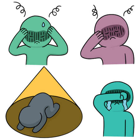 vector set of sad peopleのイラスト素材