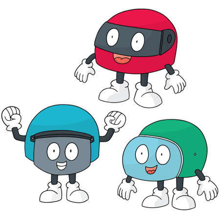 vector set of helmet cartoonのイラスト素材