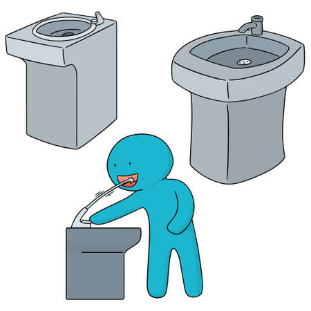 vector set of drinking water fountainのイラスト素材