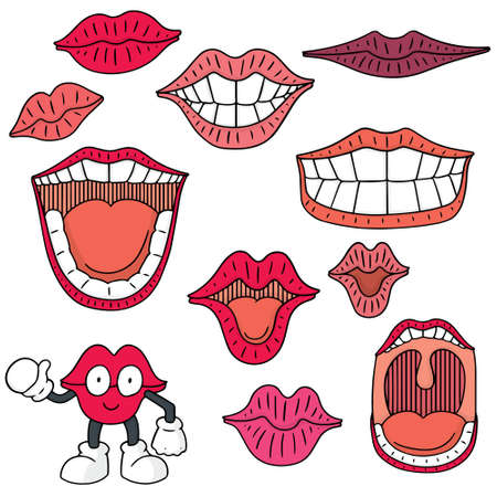 vector set of mouthのイラスト素材