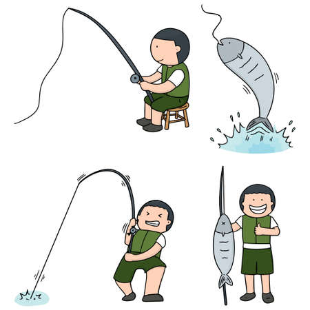 vector set of fishingのイラスト素材
