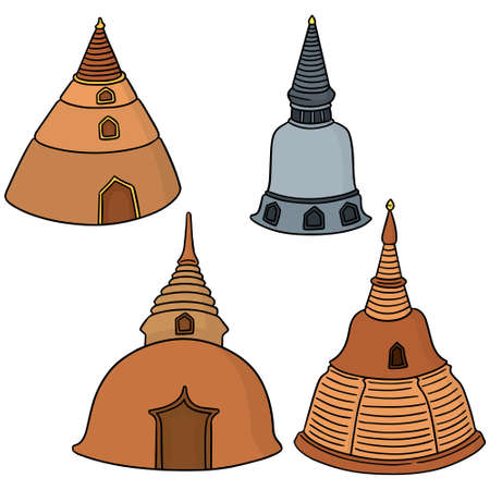 vector set of pagodaのイラスト素材