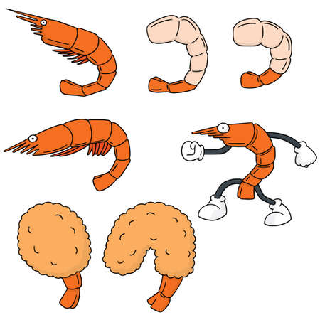 vector set of shrimpのイラスト素材
