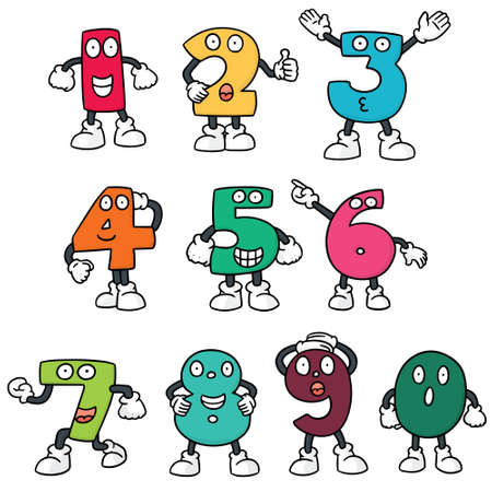 vector set of number cartoonのイラスト素材