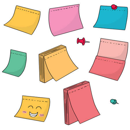 vector set of memo noteのイラスト素材
