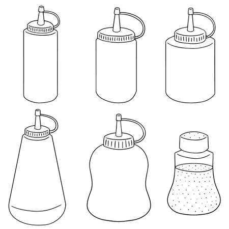 vector set of condiment bottleのイラスト素材