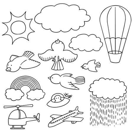vector set of things in the skyのイラスト素材