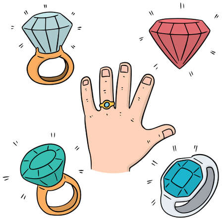 vector set of wedding ringのイラスト素材