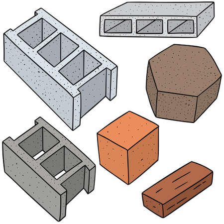 vector set of concrete construction blockのイラスト素材