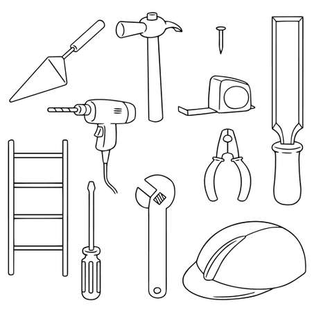 vector set of construction toolのイラスト素材