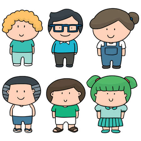 vector set of childrenのイラスト素材