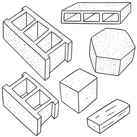 vector set of concrete construction blockのイラスト素材