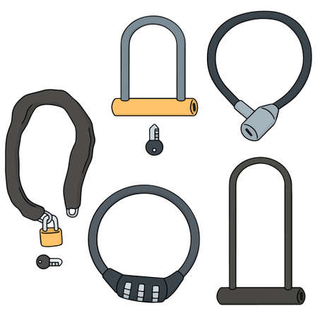 vector set of bicycle lockのイラスト素材