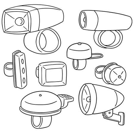 vector set of bicycle light and bellのイラスト素材