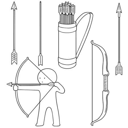 vector set of bow and arrowのイラスト素材