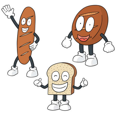 vector set of bread cartoonのイラスト素材