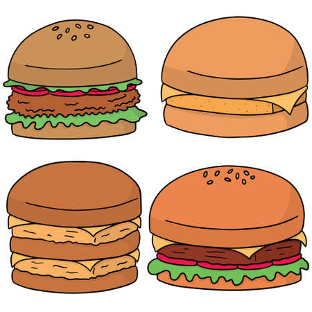 vector set of burgerのイラスト素材