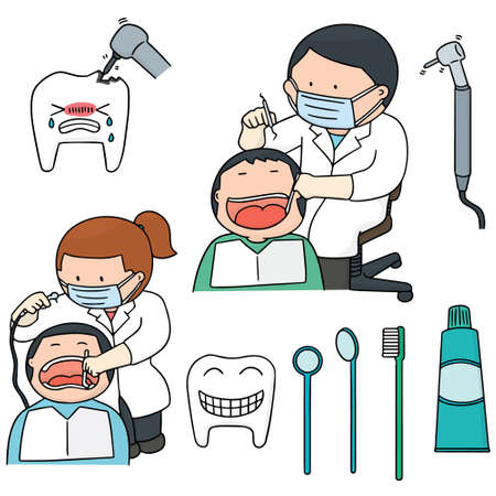 vector set of dentistのイラスト素材