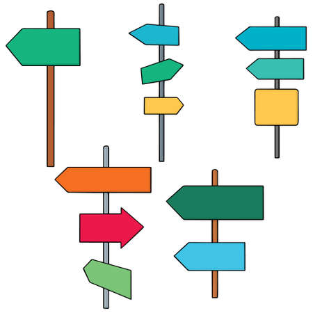 vector set of direction postのイラスト素材