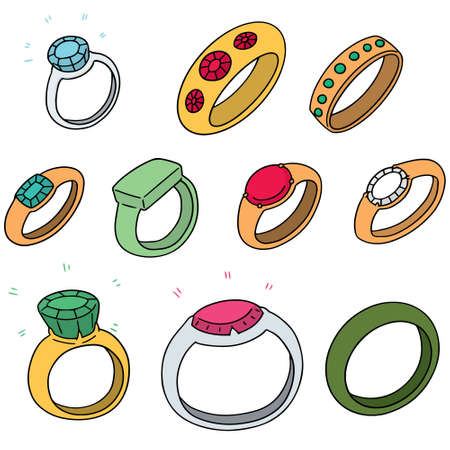 vector set of wedding ringのイラスト素材