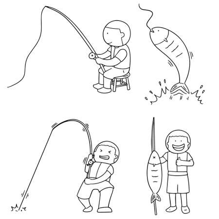 vector set of fishingのイラスト素材