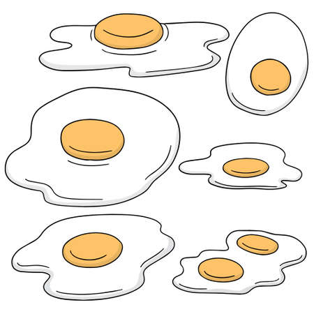 vector set of fried eggのイラスト素材