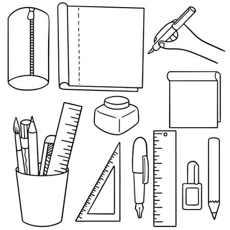 vector set of stationaryのイラスト素材