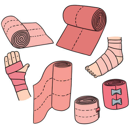 vector set of medical bandageのイラスト素材