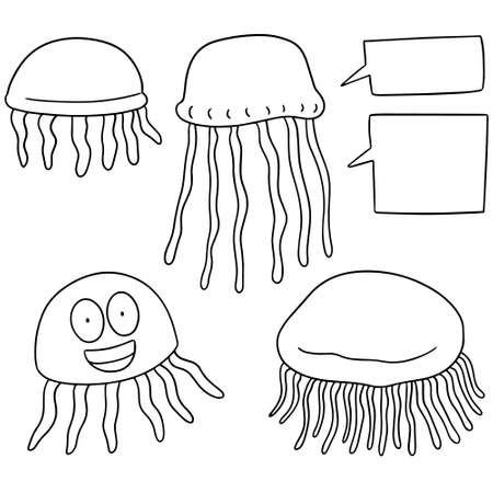 vector set of jellyfishのイラスト素材