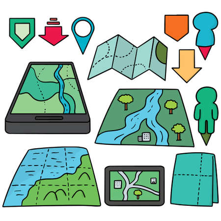 vector set of mapのイラスト素材